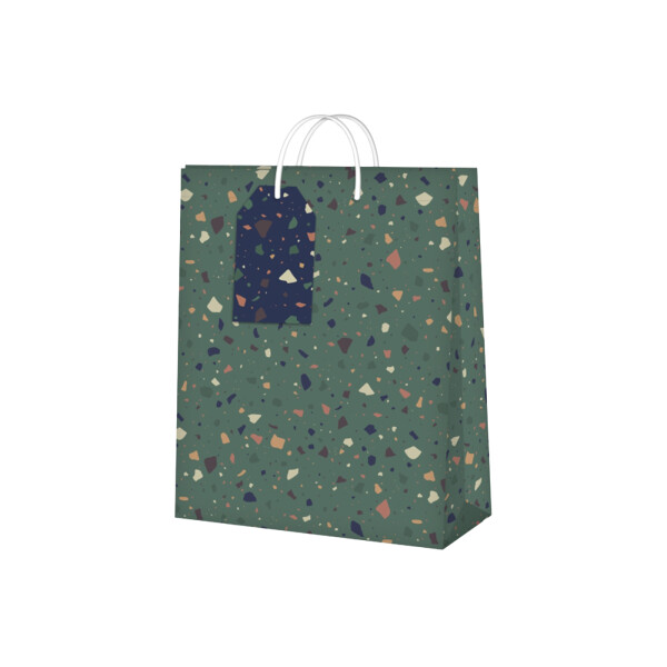 Dárková taška malá - Zelené terrazzo (17,8 × 9,8 × 22,9 cm) - Albi