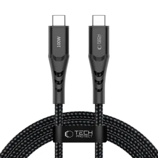 Tech-Protect Ultraboost UB11T černá / Nabíjecí kabel / USB-C - USB-C / PD 100W / QC3.0 / 2 m