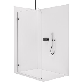 CERANO Sprchová zástěna Walk-in Orbis Top Round L/P - 8 mm - kulatá vzpěra - černá matná, transparentní sklo - 130x200 cm