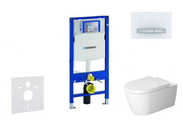 GEBERIT - Duofix Modul pro závěsné WC s tlačítkem Sigma50, alpská bílá + Duravit ME by Starck - WC a sedátko, Rimless, SoftClose 111.300.00.5 NM8