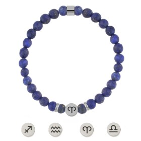 Náramek znamení zvěrokruhu Zodiac - 6 mm lapis lazuli, 12 druhů, 23 cm Kozoroh (22.12. - 20.1.) Modrá