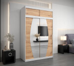 Šatní skříň Abi E0 s nástavcem Barva korpusu: Černá, Rozměry: 120 cm, Dveře: Bílá
