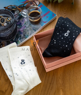 Magnetis ponožky YN5036 Zirkony/medvěd bílá univerzální