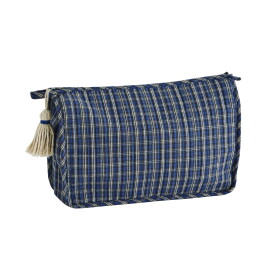 MADAM STOLTZ Kosmetická taška Blue/Grey/White – větší, modrá barva, textil