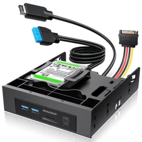 GrauGear Frontpanel USB Hub a čtečka karet / Frontpanel / 5,25" / USB-C 20 Gbps / 2x 2,5" SSD rámeček (G-MP01CR-5)