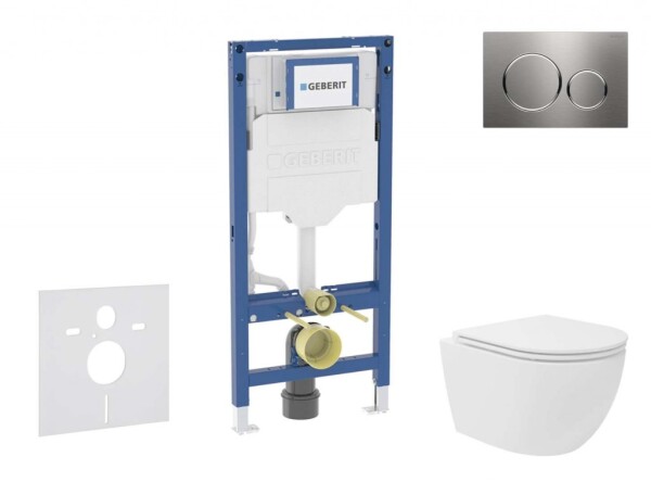 GEBERIT - Duofix Set předstěnové instalace, kompaktního klozetu Oudee Vortex a sedátka softclose, tlačítko Sigma20, nerez SANI11CA6106B