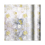 Dárkový papír Folie - role 2 m × 70 cm - Květy na louce na stříbrné - Albi