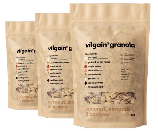 Vilgain Granola – 3× kokos, mandle a kešu 400 g