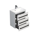 Koupelnová skříňka s černou úchytkou a umyvadlem SAT Cube Way 60x76,5x40 cm bílá lesk lesk/mat CUBE2C603BL CUBE2C603BL