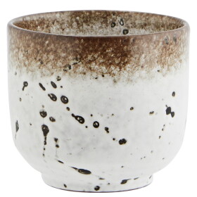 MADAM STOLTZ Kameninový šálek White Brown 200 ml, hnědá barva, keramika