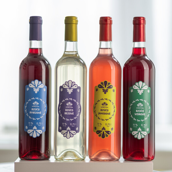 Bzůčo kolekce ovocných vín 4×750 ml | Včelařství Domovina