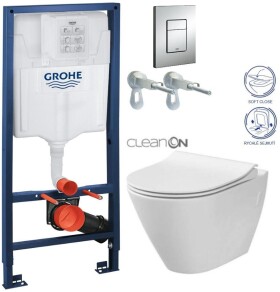 Grohe Rapid SL pro závěsné WC 38528SET s chromovou deskou + WC CERSANIT CLEANON CITY 38772001 CI1