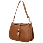 Módní dámská kožená kabelka na rameno Deimis, koňaková