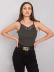 Tmavý khaki top s krajkou jedna velikost