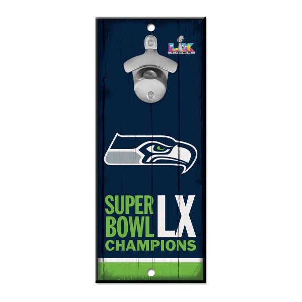Cedule Seattle Seahawks NFL Super Bowl LX Champions s otvírákem