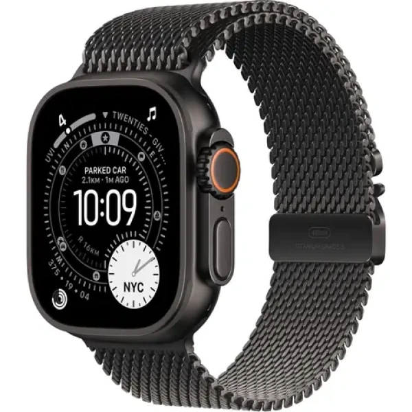Apple Watch Ultra 3 (2025) GPS+Cellular 49mm Černé titanové tělo - Černý titanový milánský tah (M) / 155-185mm (MF1Q4QC/A)
