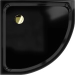 MEXEN/S - Flat sprchová vanička čtvrtkruhová slim 90 x 90, černá + zlatý sifon 41709090G