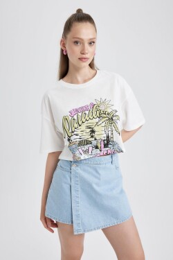 DEFACTO Coool Oversize Fit Printed Short Sleeve 100% Cotton T-shirt