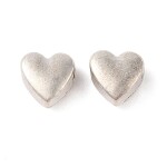 Kovový korálek - starostříbrný - srdce - 7 x 7 x 4 mm - 1 ks
