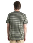 ICEBREAKER Mens Wave SS Tee Stripe, Loden/Lichen/Snow velikost: M