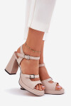 Dámské Kožené Sandály Na Podpatku Vinceza 77110 Béžové 39