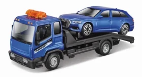 Bburago STREET FIRE Odtahové vozidlo Flatbed Tow Truck + Audi A6 Avant 1:43