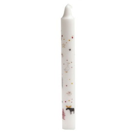 Det Gamle Apotek Svíčka Christmas Symbols White 23,5 cm, bílá barva, vosk