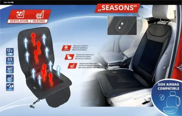 Compass SEASONS Potah sedadla vyhřívaný s ventilací 12V / Potah sedadla / Vyhřívání / Ventilace / 3 stupně / 12V