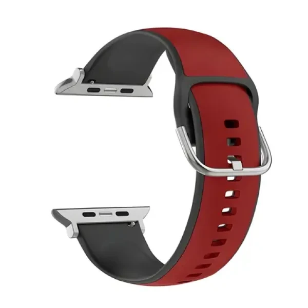 Beline Silico Leather červeno-černá / Řemínek pro Apple Watch / 42/44/45/49 mm / silikon/eko-kůže