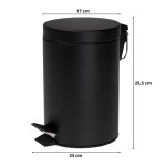 Erga Labi, kulatý odpadkový koš 3l na postavení, Soft-Close zavírání, černá matná, ERG-YKA-CH.LABI-SC-BLK
