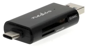 Nedis duální čtečka paměťových karet / Čtečka paměťových karet / USB-C a USB-A / USB 3.2 Gen1 / SD/microSD/SDHC/SDXC (CRDRU3110BK)