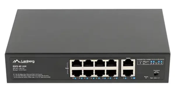 Lanberg RSFE-8P-2GE-120 / Switch / 8x PoE+ / 2x Gigabit / 120 W / Unmanaged / 10"/19" rack (RSFE-8P-2GE-120)