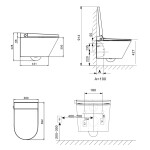 Mereo WC s integrovaným elektronickým bidetem, RIMLESS, 592x380x430 cm, keramické, vč. sedátka VSD110S2