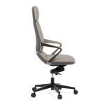 Kancelářské křeslo, šedá ekokůže, houpací mechanismus s aretací ve 4 polohách, kovový kříž, kolečka pro tvrdé povrchy