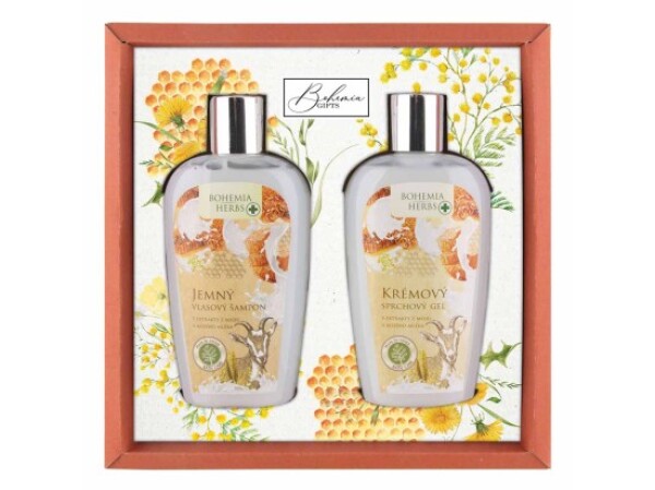 Bohemia Herbs dárkové balení med a kozí mléko sprchový gel 250 ml a vlasový šampon 250 ml