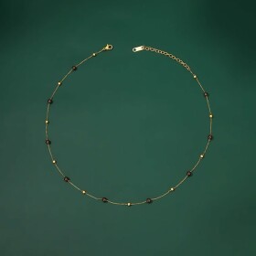 Ocelový náhrdelník Hera - 4 mm granát, Červená 41 cm + 5 cm (prodloužení)