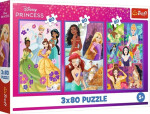 Puzzle Přátelství princezen 3x80 dílků