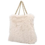 Módní dámská plyšová kabelka do ruky Lilith, světle béžová