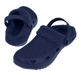RULYT Pantofle LAGO FUR tmavě modrá, vel. 40 / Snímatelný kožíšek / Sandálový pásek / Unisex