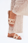 Háčkované dámské sandály na plochém podpatku béžové Nirina 36