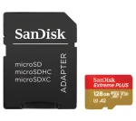 SanDisk Extreme PLUS 128 GB microSDXC / Paměťová karta / UHS-I U3 V30 A2 C10 / SD adaptér v balení (SDSQXBD-128G-GN6MA)