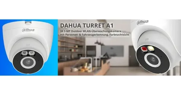 Dahua Turret A1 bílá / Venkovní IP kamera / 5 Mpx / Wi-Fi 6 / barevné noční vidění / IP67 (DH-IPC-T5AP-PV-0360B-EUR)