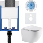 CERANO - Kompletní WC set Profi/Cesso - bílá matná - WC tlačítko Line/Tmavě šedá - pro zazdění - 49x36 CER-8050BD84272