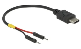 Delock USB-C / Napájecí kabel / 2x pinová zástrčka / 10 cm / černá (85418)