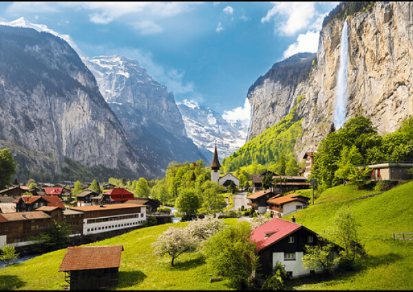 Puzzle Lauterbrunnen, Švýcarsko 3000 dílků