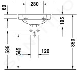 DURAVIT - 1930 Umyvadlo 500x365 mm, s přepadem, s otvorem pro baterii, WonderGliss, bílá 07855000001