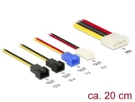 DeLock / Napájecí kabel / Molex 4pin (M) - 4x 2pin fan (M) / 0,2 m (85516)