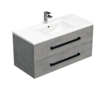 Koupelnová skříňka s černou úchytkou a umyvadlem SAT Cube Way 100x53x46 cm beton mat CUBE46C1002BEMOD CUBE46C1002BEMOD