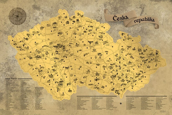 Stírací mapa Česka Deluxe XL zlatá