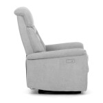 Polohovací křeslo s elektrickým ovládáním, potah stříbrná látka
